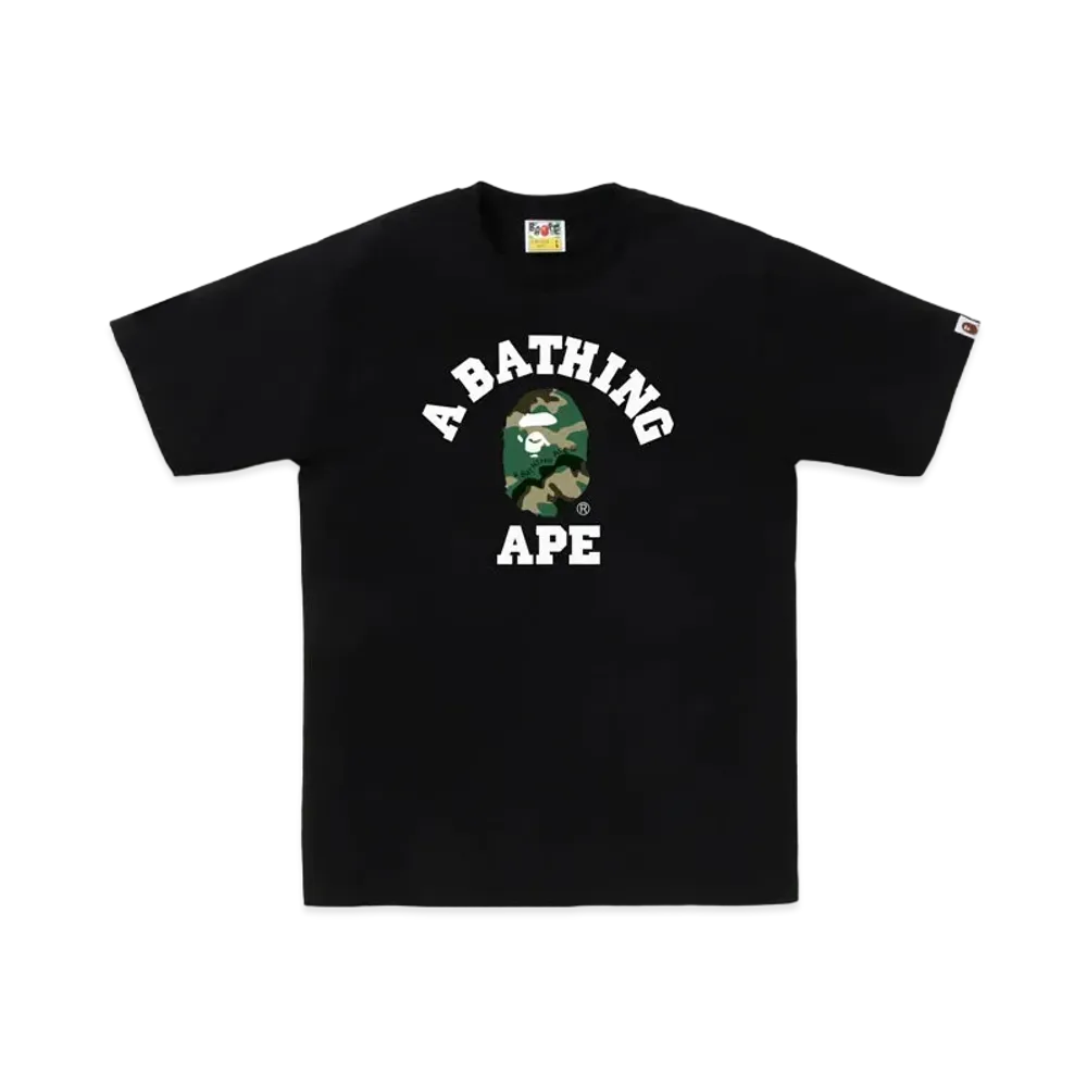 A BATHING APE Woodland Camo College Tee "Black"