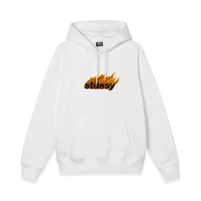 Stussy Flames Hood "White"