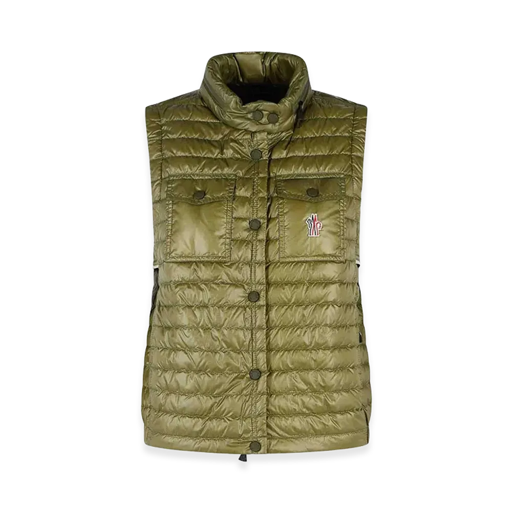 MONCLER Women's Gumiane Padded Vest With Polyamide Hood "Green"