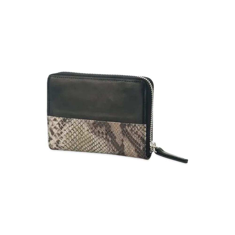 Yohji Yamamoto COW LEATHER SNAKE PATTERN COMBI 3 SIDE WALLET "Black/White"