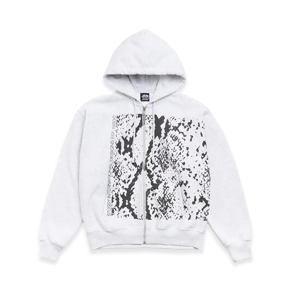Stussy Snakeskin Zip Hoodie "Ash Heather"
