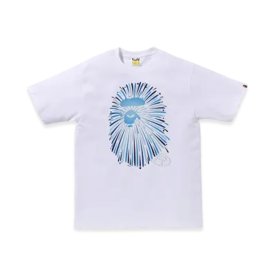 A BATHING APE Ape Head Firework Tee #1 "White/Blue"