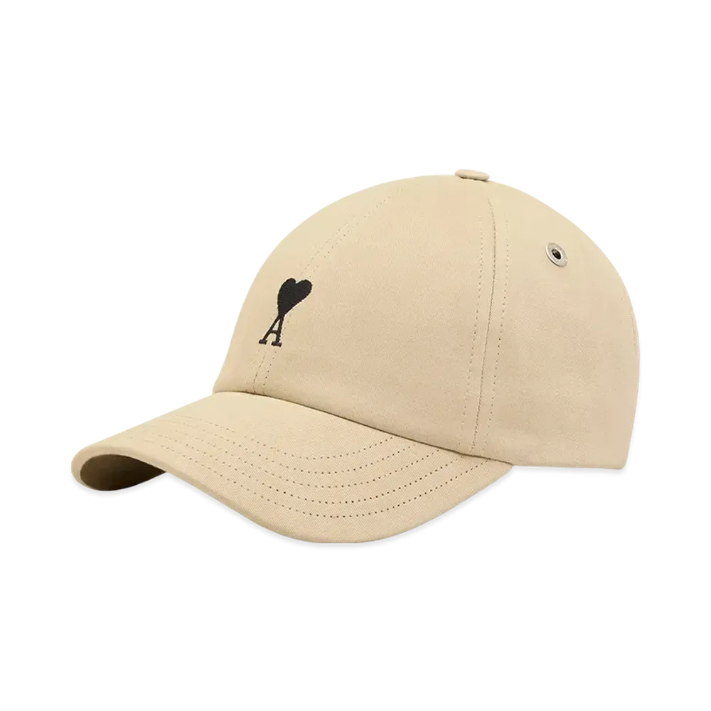AMI PARIS Ami De Coeur Cotton Embroidered Cap "WhiteCoffee"