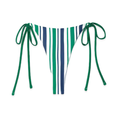 Casablanca Striped String Bikini Bottom "Green, Blue And White"