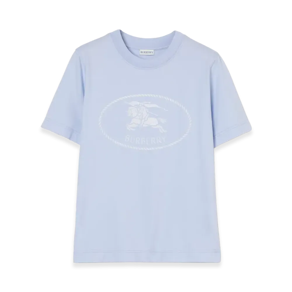 Burberry Women's Knight Stamp Cotton Tee "Agapanthus Blue"