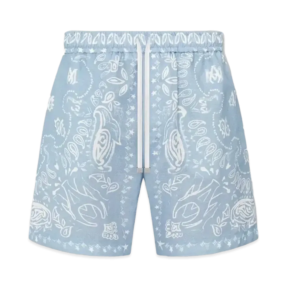 AMIRI Bandana Watercolor Short "Cerulean"