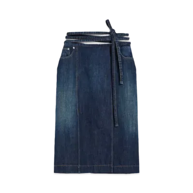 Max Mara Formica Denim Wrap Skirt "Midnight Blue"