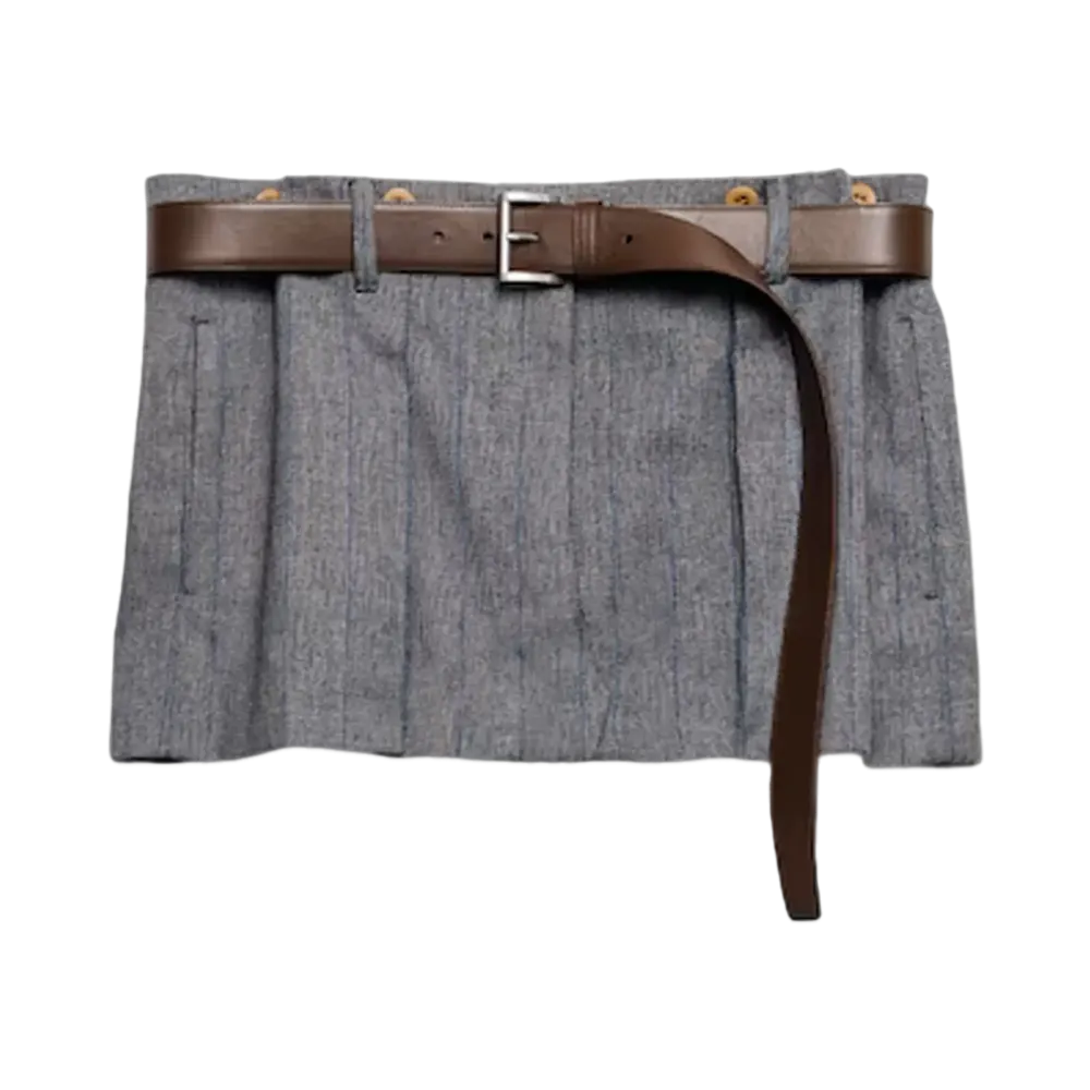 PRADA Women's Pinstriped Wool Miniskirt "Dark Gray"