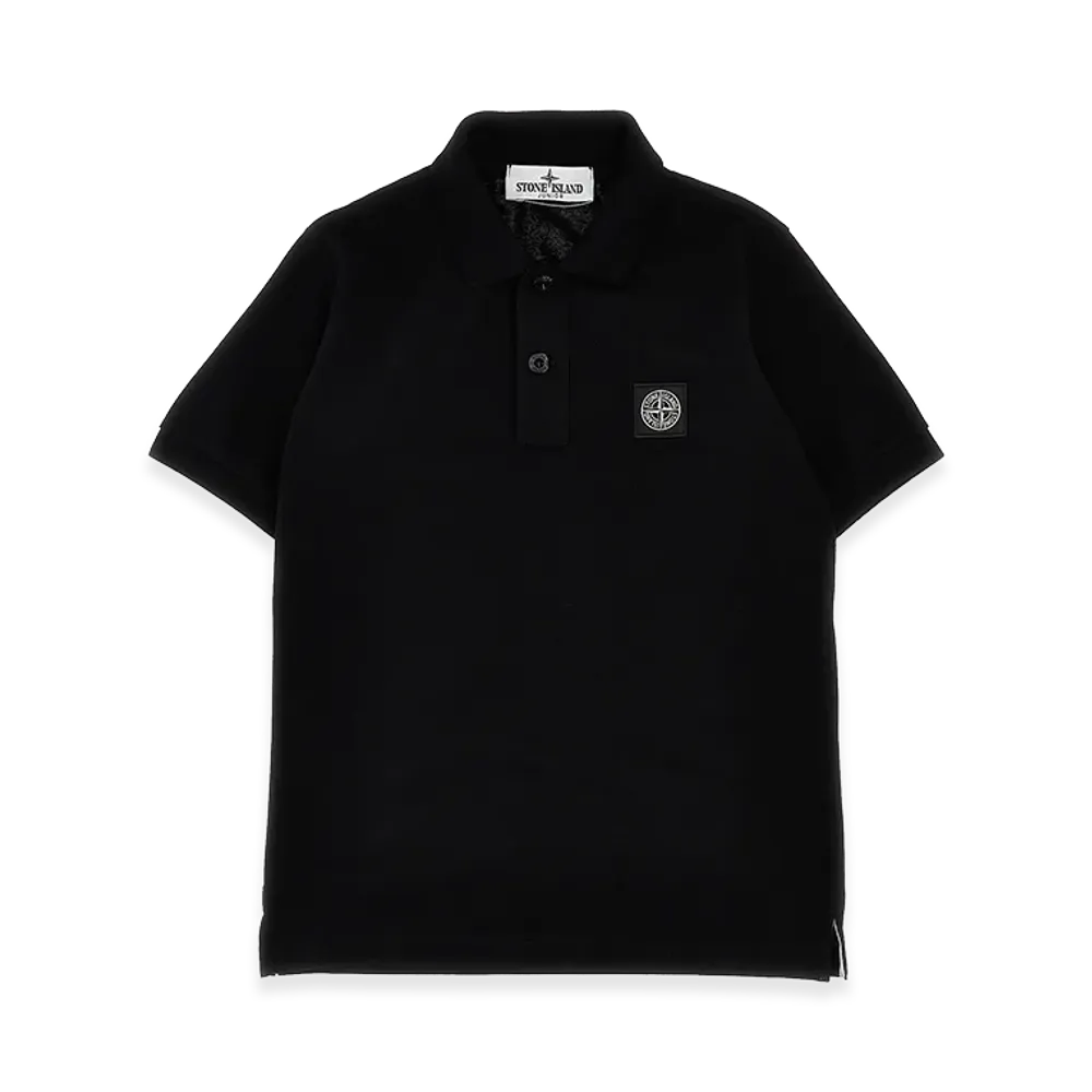 Stone Island Kids Logo Patch Polo Shirt "Black"