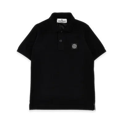 Stone Island Kids Logo Patch Polo Shirt "Black"