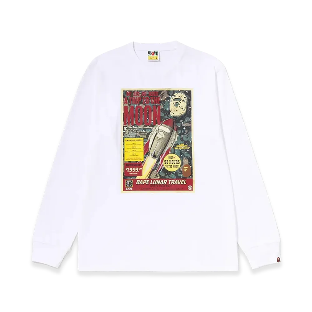 A BATHING APE Bape Lunar Travel Poster Ls Tee "White"