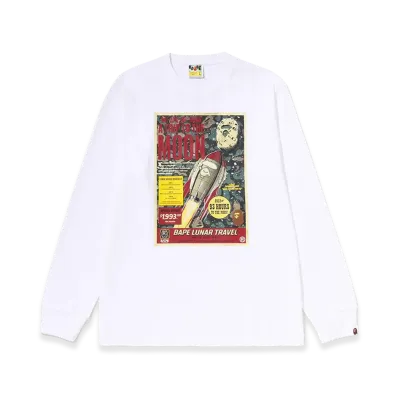 A BATHING APE Bape Lunar Travel Poster Ls Tee "White"