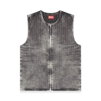 Diesel D-Sund-S Vest In Tailoring Pinstripe Denim "Gray"