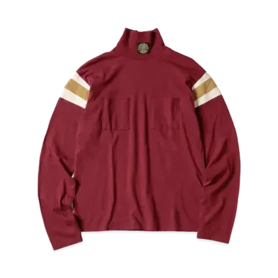 KAPITAL 20 India Hard Ball High Neck Pocket Long Tee "Wine"