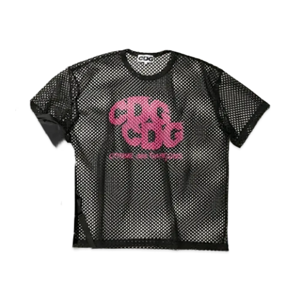 Comme des Garcons CDG Pink Logo Mesh T-Shirt "Black"