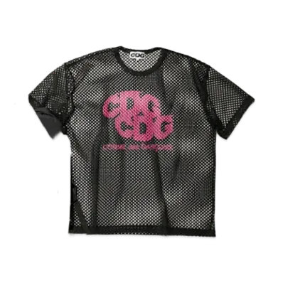 Comme des Garcons CDG Pink Logo Mesh T-Shirt "Black"
