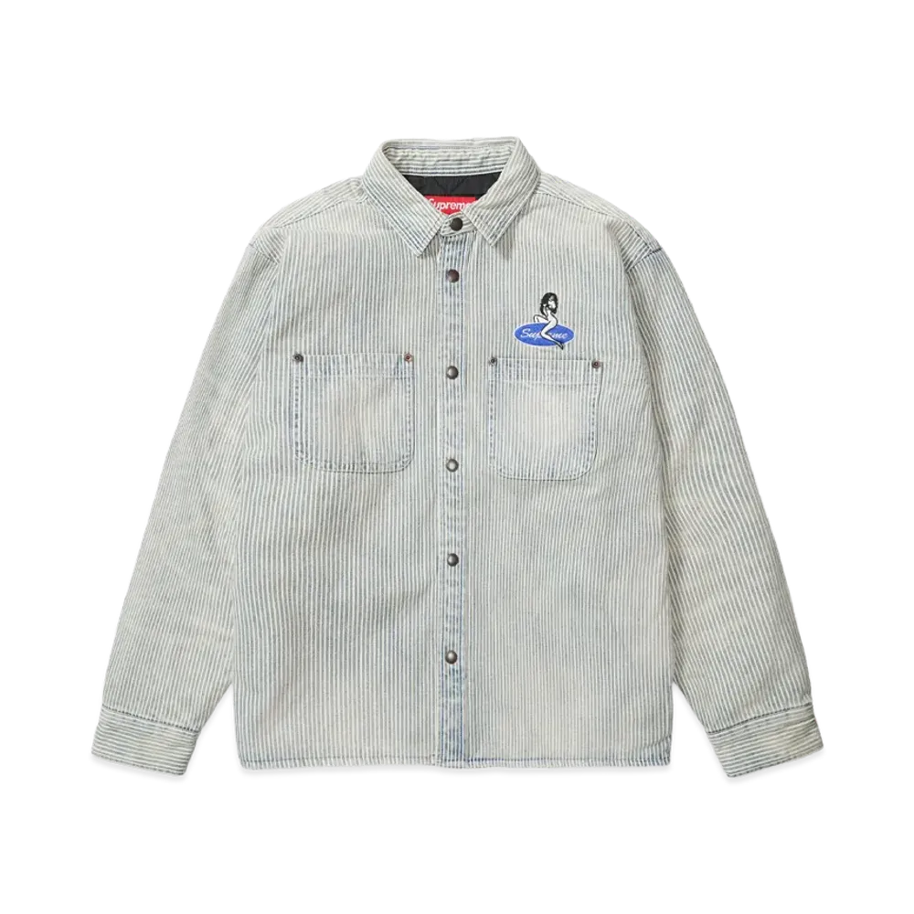 Supreme Quilted Lined Denim Snap Shirt "Stripe"