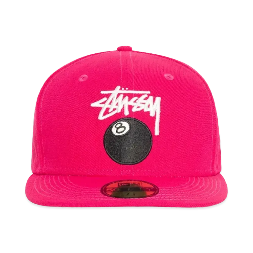 Stussy New Era 59Fifty 8 Ball Stock "Magenta"