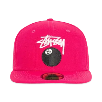 Stussy New Era 59Fifty 8 Ball Stock "Magenta"