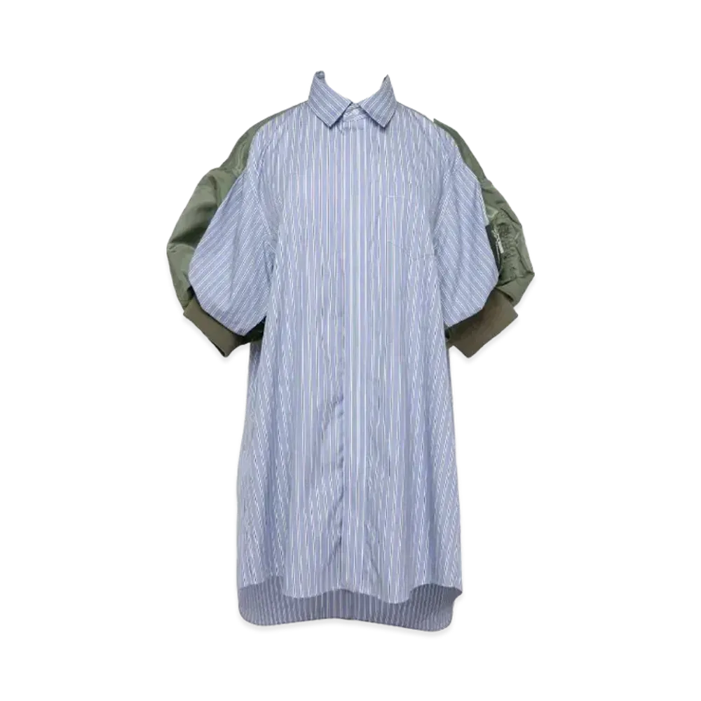 sacai Cotton Poplin x Nylon Twill Dress "Light Blue Stripes"