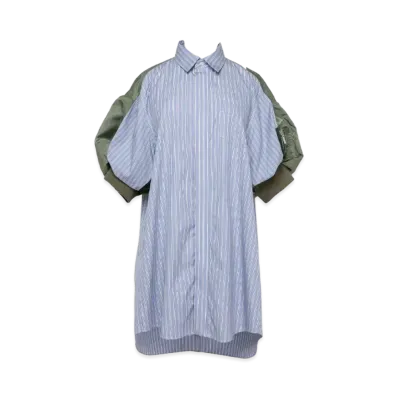 sacai Cotton Poplin x Nylon Twill Dress "Light Blue Stripes"