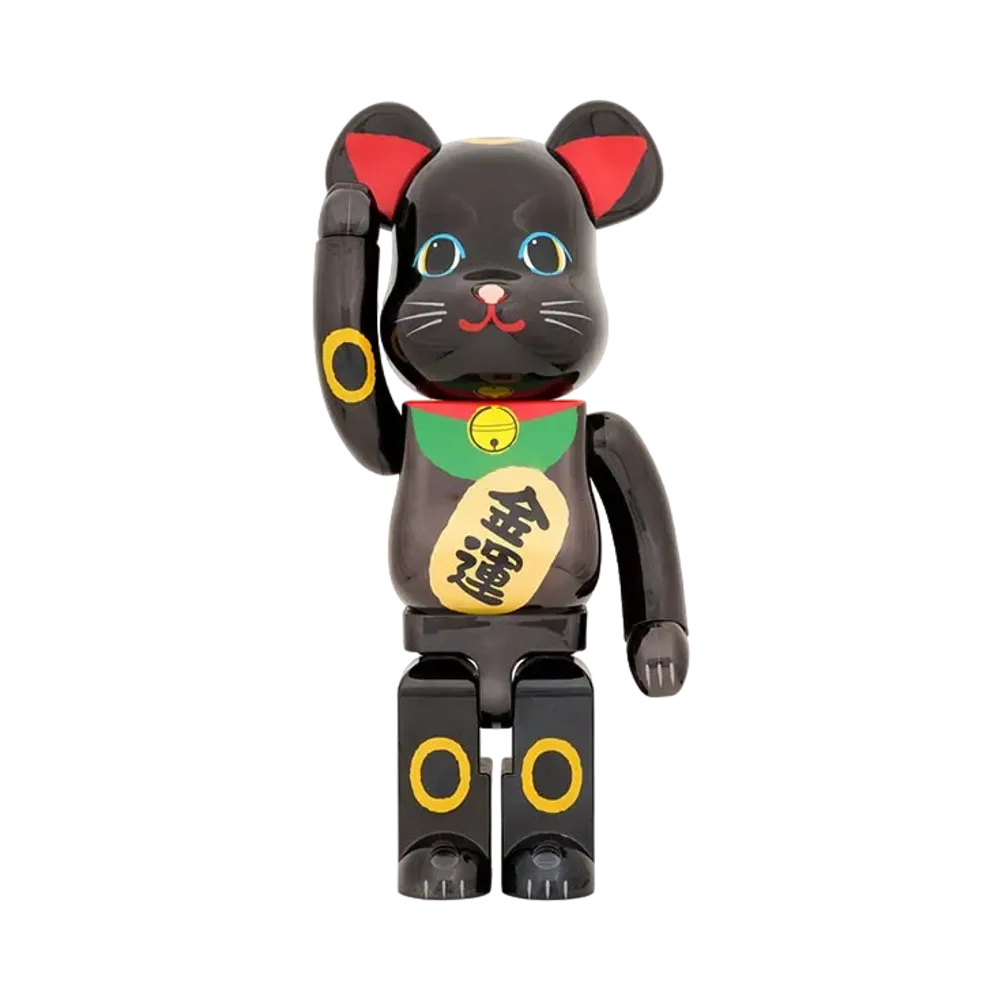Bearbrick Maneki Neko Gold Fortune Black Plating 1000%