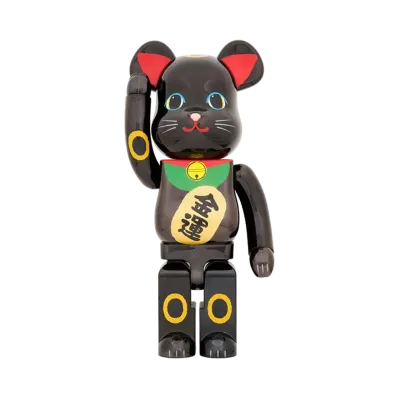 Bearbrick Maneki Neko Gold Fortune Black Plating 1000%