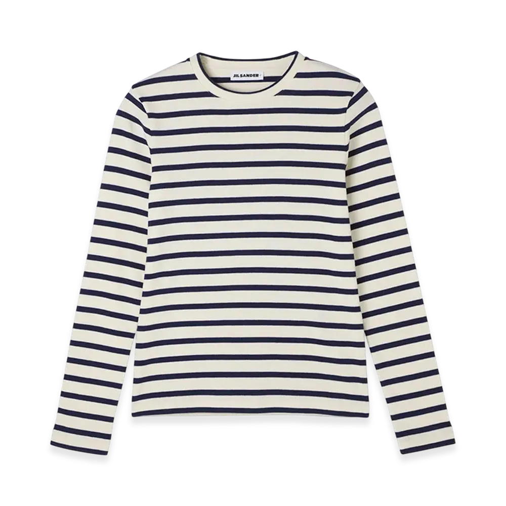 Jil Sander Crew Neck Long Sleeve Shirt "Mariniere"
