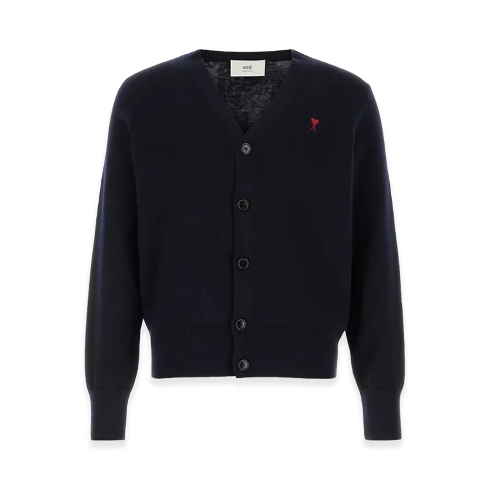 AMI PARIS Wool Cardigan "Blue"