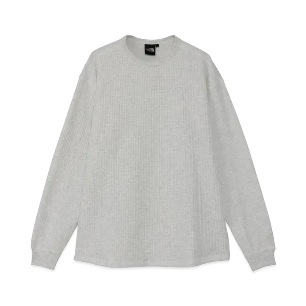 The North Face Long Sleeve Warm Waffle Crew "White Mix Gray"