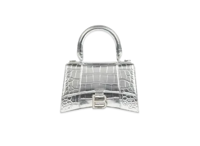 BALENCIAGA Women's Hourglass XS Top Handle Bag "Silver"