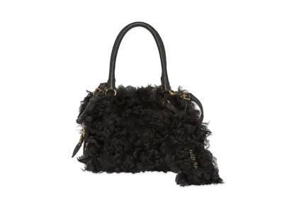 MIU MIU Shearing x Nappa Leather Handbag "Black"