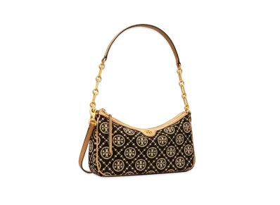 TORY BURCH T Monogram Schenir Studio Bag "Black/New Cream"