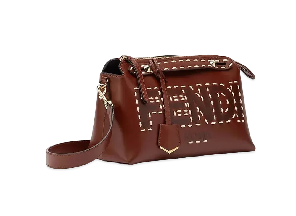 FENDI By The Way Medium Leather Boston Bag "Brown"