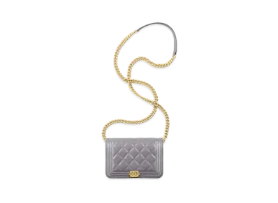 CHANEL Boy Chanel Chain Clutch Grain Calfskin "Gray"
