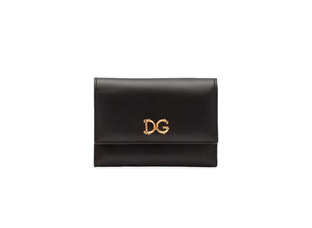 Dolce&Gabbana Continental Wallet Small Calfskin DG Barocco "Black"