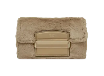 Jimmy Choo Carolina/S Faux Fur And Smooth Calf Leather Handbag With Leather Bar Closure "Teddy"