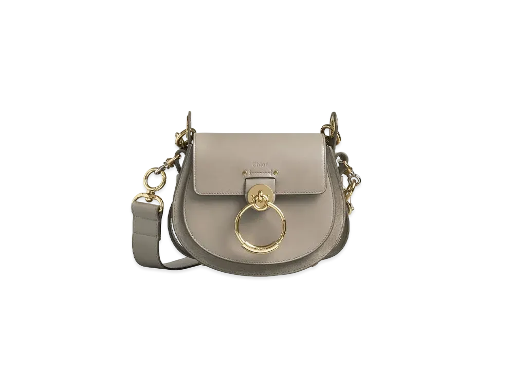 Chloe Tess Small Bag In Shiny & Suede Calfskin "Grey"