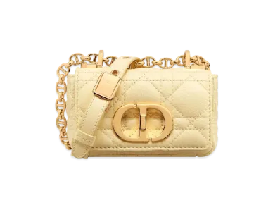 Dior Caro Microbag Cannage Calfskin "Pale Yellow"