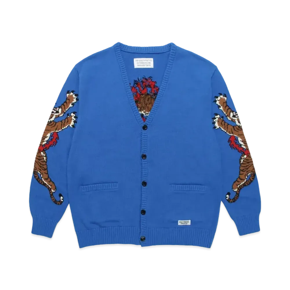 WACKO MARIA TIM LEHI / INTARSIA KNIT CARDIGAN "Blue"