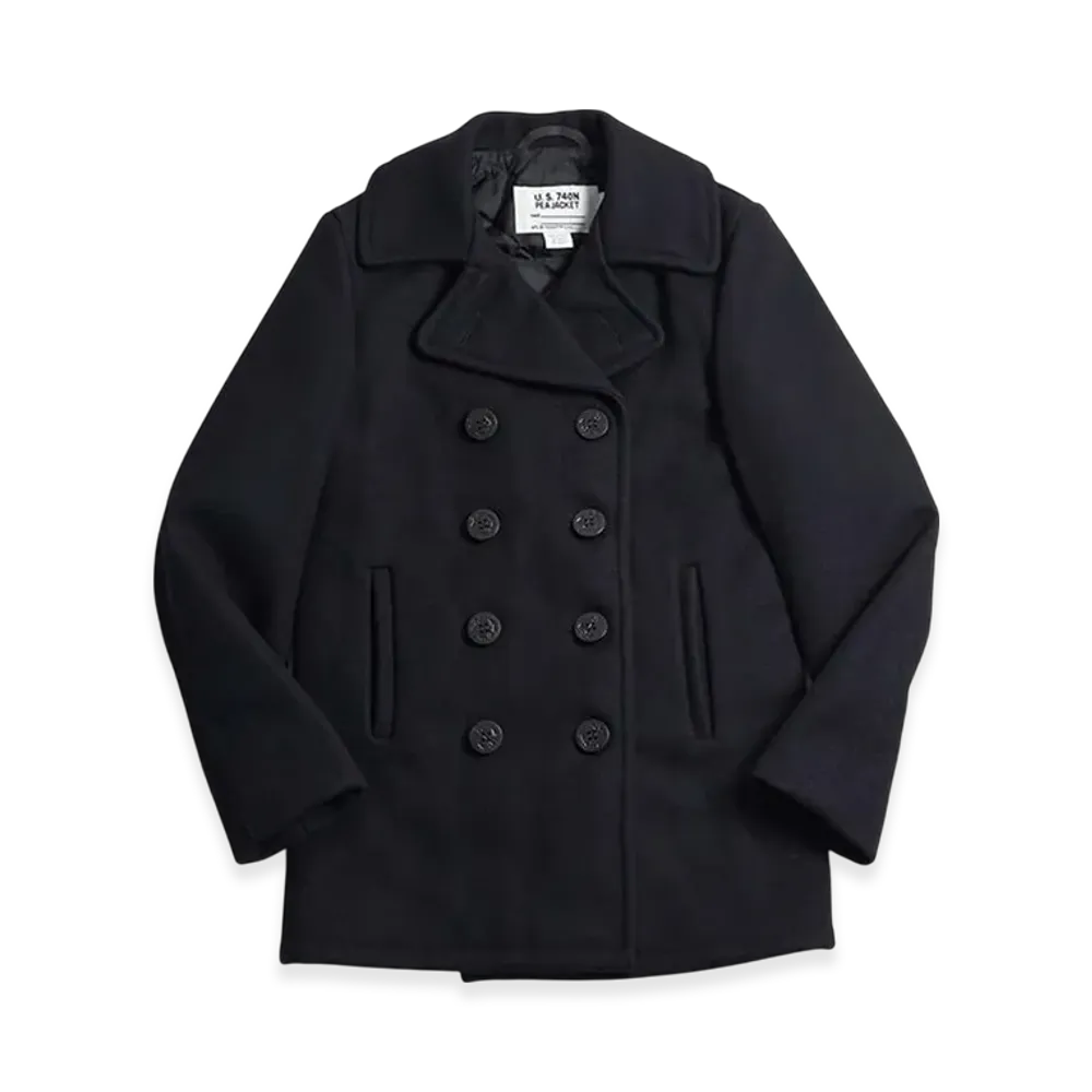 Schott 740 Mens Wool Double Peacoat "Navy"