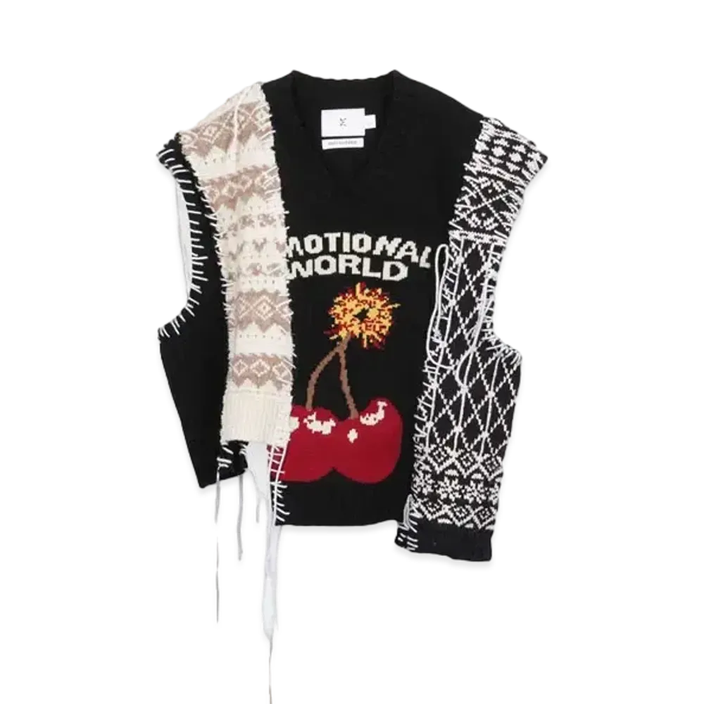 DISCOVERED x EMOTIONAL WORLD Cherry Bomb Remake Knit Vest "BLACK"