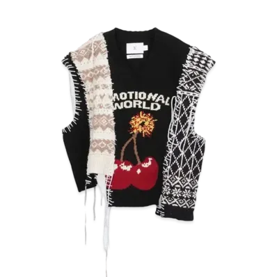 DISCOVERED x EMOTIONAL WORLD Cherry Bomb Remake Knit Vest "BLACK"