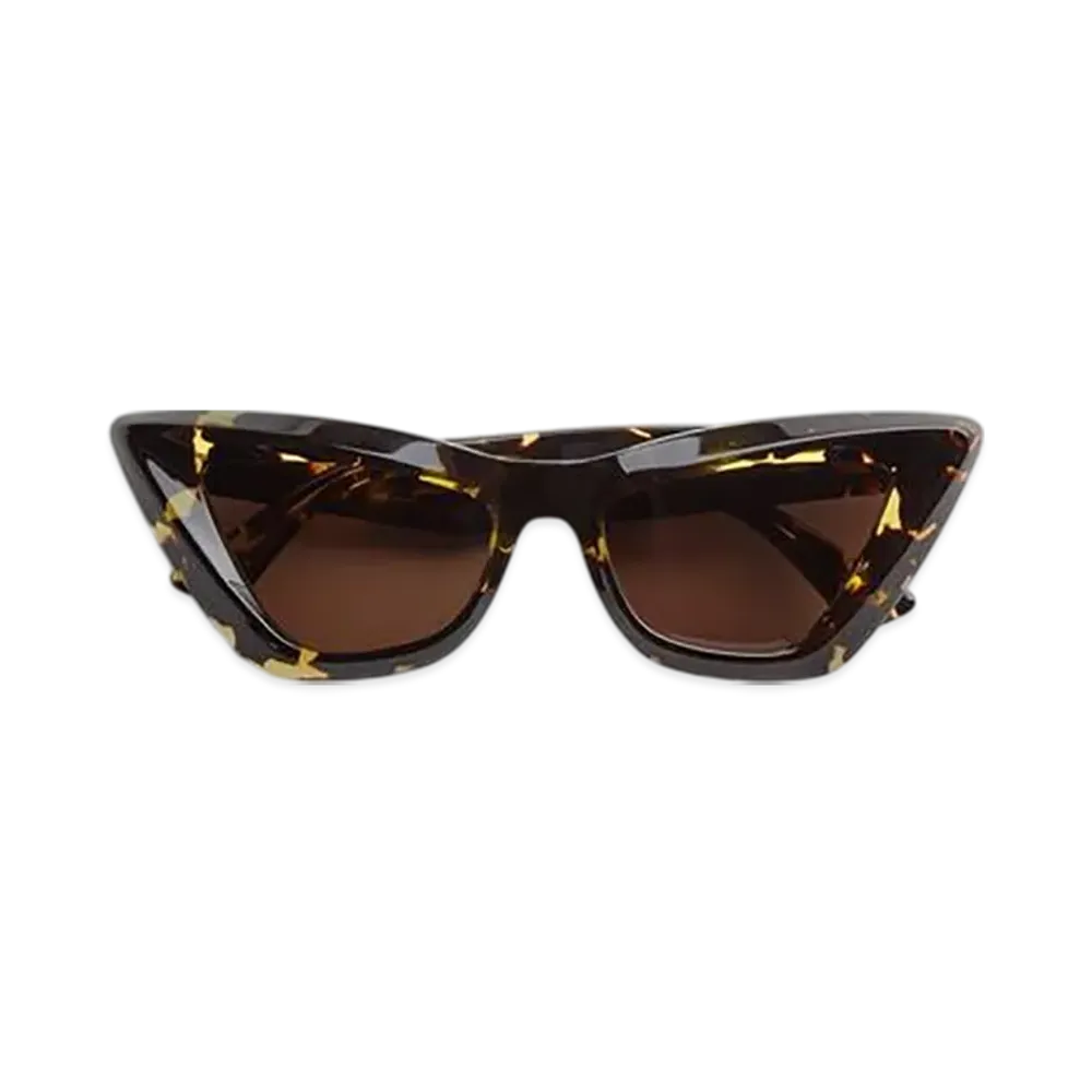 Bottega Veneta Angle Acetate Pointed Cat Eye Sunglasses "Havana/Brown"