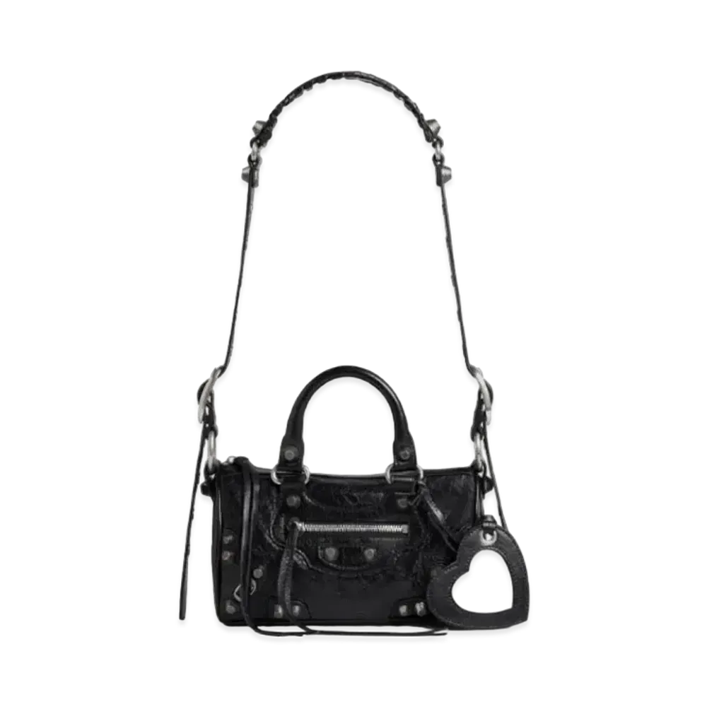 BALENCIAGA Le Cagole Metallic Mini Travel Bag "Black"