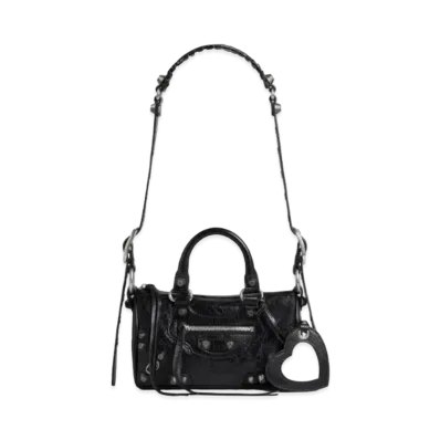 BALENCIAGA Le Cagole Metallic Mini Travel Bag "Black"