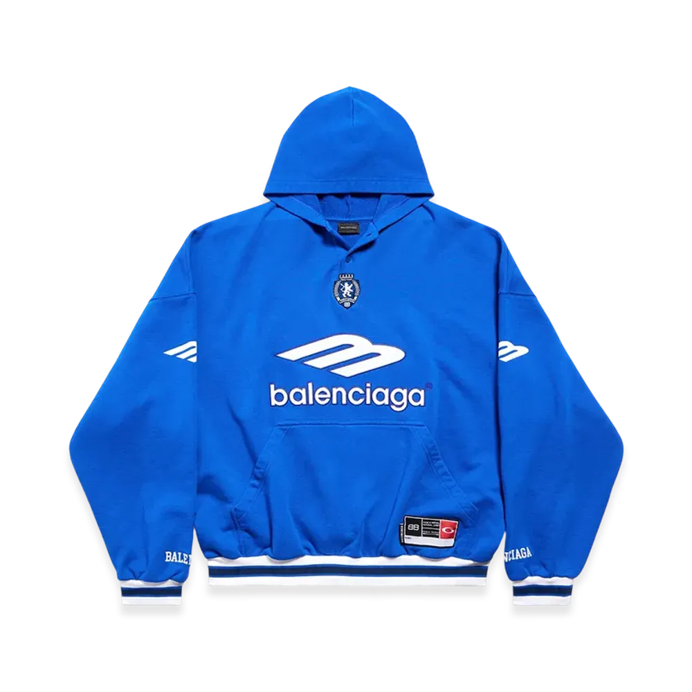 BALENCIAGA 3B Football Polo Hoodie "Royal Blue/White"