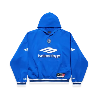 BALENCIAGA 3B Football Polo Hoodie "Royal Blue/White"