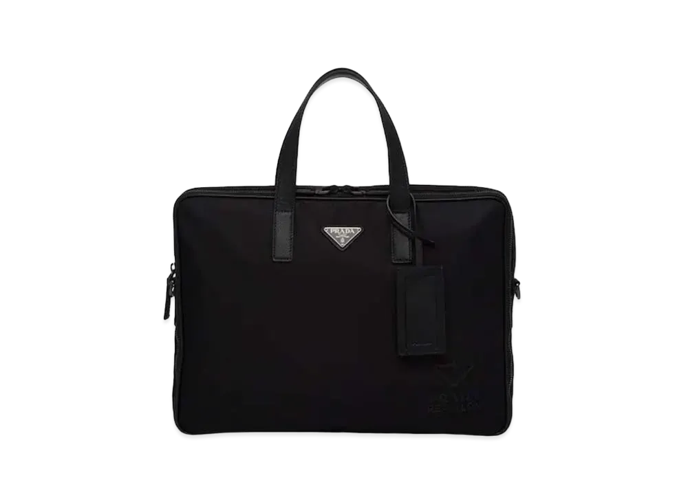 PRADA Re-Nylon And Leather Briefcase "Black"