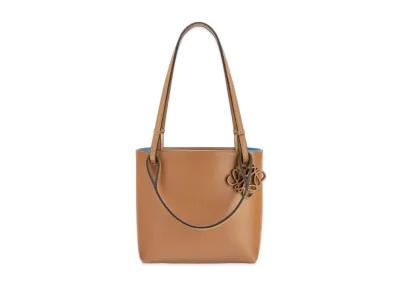 LOEWE Double Handle Square Bag In Calfskin "Camel / Capri Blue"